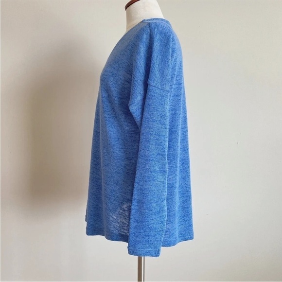 Soft Surroundings Valentina Zip Sweater V-Neck Top Knit Blue Size XL - Picture 2 of 7